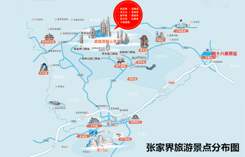 张家界旅游景点地图_张家界旅游景点地图高清版